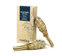MATIKA - Incienso de Salvia Blanca Seca - 2 Piezas cm 12x3 (Salvia Apiana) - Incienso Natural - fumigación, Aroma, rituales, purificar el Ambiente, Ceremonias, reequilibrar Las energías