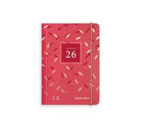 Matilda Myres Agenda 2026 día por página A6, tamaño práctico, una página para sábado/sol, cierre elástico, detalles en oro rosa, versión personalizada, color rojo