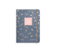 Matilda Myres Agenda 2026 día por página A6, tamaño práctico, una página para sábado/sol, cierre elástico, detalles en oro rosa, planificador de trabajo y hogar (nombre gris)