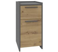MATKAM Altivo 1D1SW - Cómoda (70,4 x 36 x 35,6 cm, con 1 puerta y 1 cajón, color gris antracita y roble artificial)