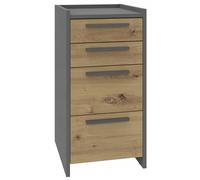 MATKAM Altivo 2SW2SN - Cómoda (70,4 x 36 x 35,6 cm, con 2 cajones altos y 2 bajos, color antracita, gris y roble artificial)