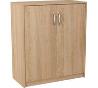 MATKAM Cajonera 2 Puertas Alto Ancho Prof. 85 x 74 x 35 cm UNA balda Interior de Material a Base de Madera Tiradores de Aspecto metálico Satinado Bisagras de Metal (Roble Sonoma)
