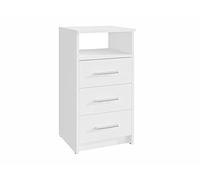 MATKAM Cajonera 3SO de Aspecto clásico, H75 x A40 x 35 cm, con 3 cajones y un Compartimento de Almacenamiento Abierto, guías de Metal, Disponible en Varios Acabados (Blanco)