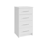 MATKAM Cajonera Bodo 4S con Cuatro cajones, Alto/Alto/bajo 75 x 40 x 35 cm, Tiradores de Aspecto metálico, guías metálicas (Blanco)