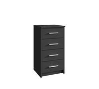 MATKAM Cajonera Bodo 4S con Cuatro cajones, h/h 75 x 40 x 35 cm, Tiradores con Aspecto metálico, guías metálicas (Negro)