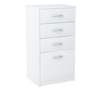 MATKAM Cajonera Cuatro cajones Alto Ancho 85 x 45 x 35 cm, Tiradores de Metal Satinado Cajón Ancho 32 x 33 cm, guías de Metal (Blanco)