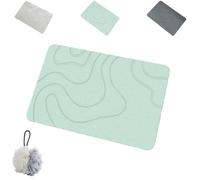 Matmend Bath Mat, Quick-Drying Non-Slip Diatomaceous Earth Water Absorbing Rug Outside Shower, Ideal for Bathroom Floors, Entryways & Wet Areas (Green, 40 * 60)