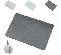 Matmend Bath Mat, Quick-Drying Non-Slip Diatomaceous Earth Water Absorbing Rug Outside Shower, Ideal for Bathroom Floors, Entryways & Wet Areas (Black, 40 * 60)