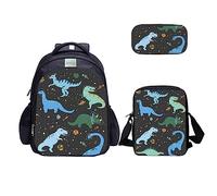 MATMO Juego de mochila y lonchera de dinosaurio para niños, mochila de hombro, estuche para lápices, Juego de mochila de dinosaurio 23-2, Medio, dibujos animados
