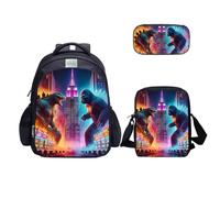 MATMO Monster Dinosaur - Juego de mochila para niños, bolsa de hombro y estuche para lápices, Juego de mochila 25-14, Middle, Dibujos animados