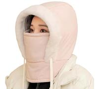 Matorioo Thick Plush Lined Warm Hat with Face Mask, Plush-Lined Thickened Thermal Hat with Face Mask, 3 in 1 Windproof Ski Hats for Men and Women (Pink)