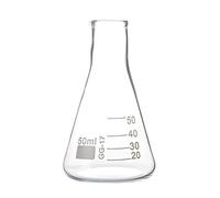 Matraz Erlenmeyer de vidrio de borosilicato, 1 unidad, matraz cónico de 50ml a 5000ml con graduaciones for uso en laboratorio(50ml)