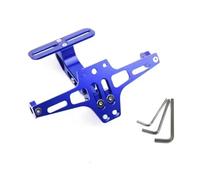 Matrícula para Motocicleta Soporte Placa Matrícula Motocicleta Ajustable Universal, Soporte Lámpara Señal Giro Trasera Aluminio CNC para Guardabarros para Fender Eliminator(Blue)