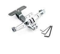 Matrícula para Motocicleta Soporte Placa Matrícula Motocicleta Ajustable Universal, Soporte Lámpara Señal Giro Trasera Aluminio CNC para Guardabarros para Fender Eliminator(Gr)