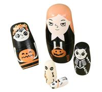 Matrioska rusa 5 piezas apilables de decoración de mesa de Halloween | muñecas rusas apilables de madera para fiesta hogar estante escaparate tienda exhibición guardería mesita de cumpleaños