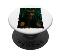 Matrix Cat - píldora roja, píldora azul PopSockets PopGrip Adhesivo