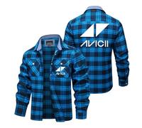 MATRIXX Camisa a Cuadros Hombre Para Av-icii, Camisa suave y cómoda hombre, Para look vintage y moderno(Blue,S)