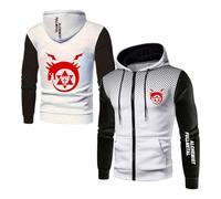 MATRIXX Sudadera con capucha y cremallera hombre Para Fullmet-al Alchemi-st, Corte oversize moderno, Per tempo libero, viaggio e quotidianità, bricolaje(White,L)