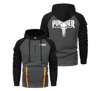 MATRIXX Sudadera Cremallera Hombre para Pun.ish-er, Protege contra el Viento, para Escuela, Universidad y Uso Diario, Bricolaje(Dark Grey,M)
