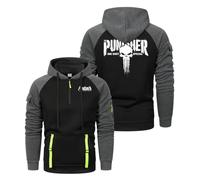 MATRIXX Sudadera Cremallera Hombre para Pun.ish-er, Protege contra el Viento, para Escuela, Universidad y Uso Diario, Bricolaje(Black,3XL)