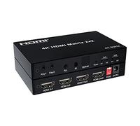 Matriz HDMI 4K 2x2, conmutador de matriz HDMI 4K 60Hz 2 en 2 salidas Matrix HDMI convertidor divisor con EDID óptico para Dolby PC PS4 a monitor de TV