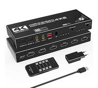 Matriz HDMI 4x2 - Tendak HDMI Matrix Switch 4K@60Hz Splitter + óptica SPDIF y L/R 3.5mm Estéreo Audio Extractor Soporta HDCP 2.2 EDID 3D con Control Remoto IR