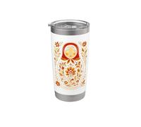 Matryoshka Doll Art - Juego de apilamiento de madera ruso Vaso térmico de acero inoxidable de doble pared