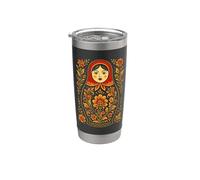 Matryoshka Doll Art - Juego de apilamiento de madera ruso Vaso térmico de acero inoxidable de doble pared