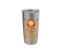 Matryoshka Doll Art - Juego de apilamiento de madera ruso Vaso térmico de acero inoxidable de doble pared