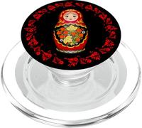 Matryoshka Nesting Doll Russian Doll Red on Black PopSockets PopGrip para MagSafe
