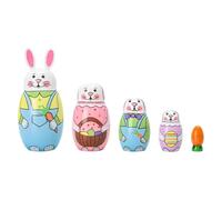 Matryoshkas Rusas - 5 Piezas De Decoración De Mesa Con Forma De Conejo De Madera | Juguetes Rusos, Para Niños Adolescentes Adultos Coleccionistas Educadores Amantes Del Arte, Estudiantes Turistas Cump