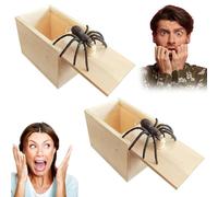 Matsizen 2 Piezas Caja Araña Broma Caja con Araña Broma Spider Prank Scare Box Caja de Broma de Araña de Goma Caja de Broma de Madera para Asustar a Las Arañas para Halloween de Fiesta de Regalos