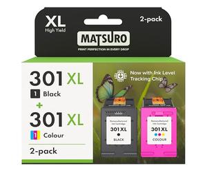 Matsuro 301 XL Multipack Cartucho de Tinta Reemplazo para HP 301 XL con Chip Compatible para HP Envy 4500 5530 5532 4502 4507 DeskJet 2540 2050 1050 OfficeJet 2620 2622 4630 46320