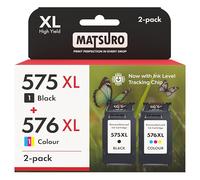 Matsuro 575 576 XL Multipack Cartucho de Tinta Reemplazo para Canon 575 576 XL con Chip Compatible para Canon for PIXMA TS3550i TS3551i TR4750i TR4751i (1x Negro XL 1x Color XL)