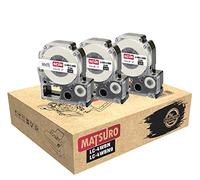 Matsuro Original | Compatibles Cintas de Etiquetas Reemplazo para EPSON LC-4WBN LC-4WBN9 LK-4WBN Negro sobre Blanco (12mm x 8m | Paquete de 3)