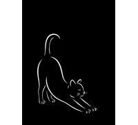 Matt Black Hardcover Notebook with a Minimalist Stretching Cat Cover Design: A large 8.25x11 inch Blank Unlined Book for Decorative Display | Can also be used as a Guest Book or Journal