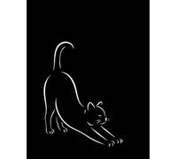 Matt Black Paperback Notebook with a Minimalist Stretching Cat Cover Design: A large 8.5x11 inch Blank Unlined Book for Decorative Display | Can also be used as a Guest Book or Journal