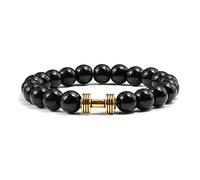 Matte Beads Bracelets For Couples Black&White Love Bangles White PorcelainGold&Gunblack Dumbbell Sports Jewelry Men Gift-bright black gold