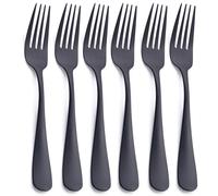 Matte Black Dinner Fork GoGeiLi Stainless Steel Satin Finish 80inch Silverware Flatware Fork Set Service for 6 Dishwasher S