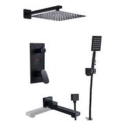 Matte Black Shower Column, Digital Rain Shower Head Set, 3-Way 16-Inch Bathtub Mixer Tap, Slish Bathroom Faucet with Waterfall Design, Modern Shower System.