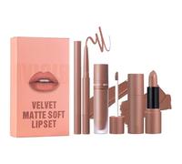 Matte Lipstick y Lipliner Set, Velvet Lipstick Color de labios, juego de maquillaje de brillo de labios de larga duración, no fallado, impermeable, colores naturales excelentes regalos para niñas en c