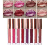 Matte Metallic Lip Gloss Long Lasting Waterproof Strong Pigmented Not Stick Cup Diamond Shimmer Liquid Lipstick Makeup for Women (8pcs)