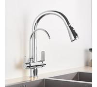Matte negro 360 Rotación Filtro de agua grifo de cocina con grúa filtrada de tres maneras Toque mezclador de fregadero para fregadero de cocina spray spray LWX