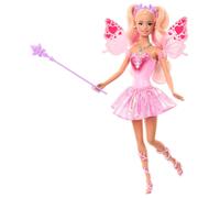 Mattel Barbie Hada Muñeca con varita de juguete y accesorios de moda, temática de fantasía con cambio de color en las alas y el conjunto, JCP76