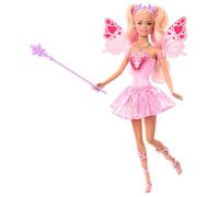 Mattel Barbie Hada Muñeca con varita de juguete y accesorios de moda, temática de fantasía con cambio de color en las alas y el conjunto, JCP76