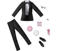 Mattel - Barbie Ken Fashion 2-Pack, Groom Outfit for Ken Doll with Tuxedo, Shoes, Watch, Gift, Wedding Cake with Tray & Bouquet