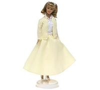 mattel barbie poupée blonde SANDY OLSON film GREASE olivia newton john - robe ingenue jaune claire - collection 2004