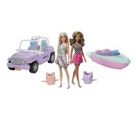 Mattel Barbie Set 2 Vehículos Jeep Y Motoscafo Con Muñecas