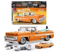Mattel Brick Shop Hot Wheels Camioneta Custom '62 Chevy con 858 piezas, detalles realistas y pegatinas para personalizarlo, para adultos coleccionistas y niños y niñas a partir de 10 años, JFT20
