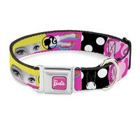 Mattel - Collar para Mascotas, Collar de Perro, Hebilla de cinturón de Seguridad de Metal, Accesorios de Barbie, Collage, Multicolor, 15 a 24 Pulgadas, 1.0 Pulgadas de Ancho